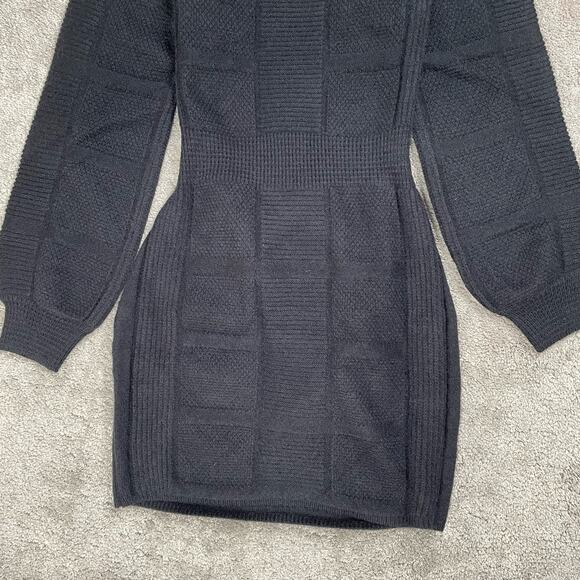 Area Stars Open Back Knit Sweater Dress Black Size M Long Sleeve Mock Neck - Picture 12 of 15
